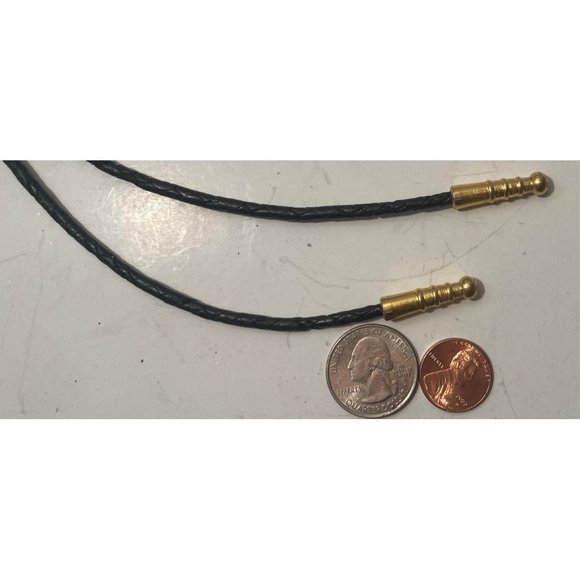 Vintage Metal Bolo Tie, Alpaca Silver and Brass, Nice Red Stone - Picture 4 of 6